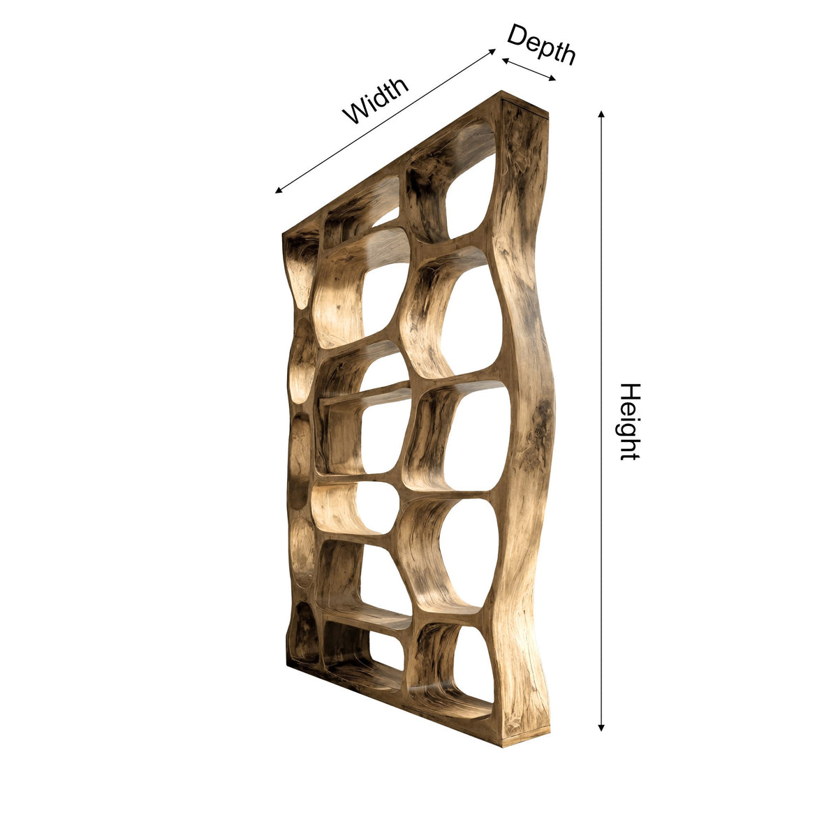 Auralis Sculpted Solid Wood Divider Bookshelf